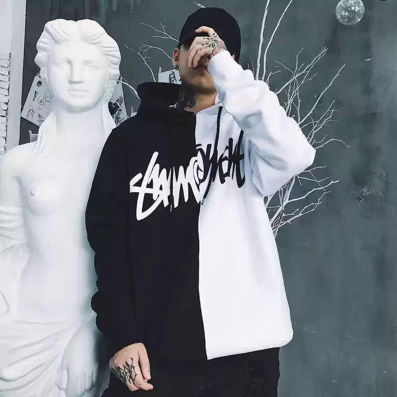 Men'S Casual Fashion Color-Blocking Sweater Long-Sleeved Sports Hooded Top Men'S Clothing JayJay's Scrubs