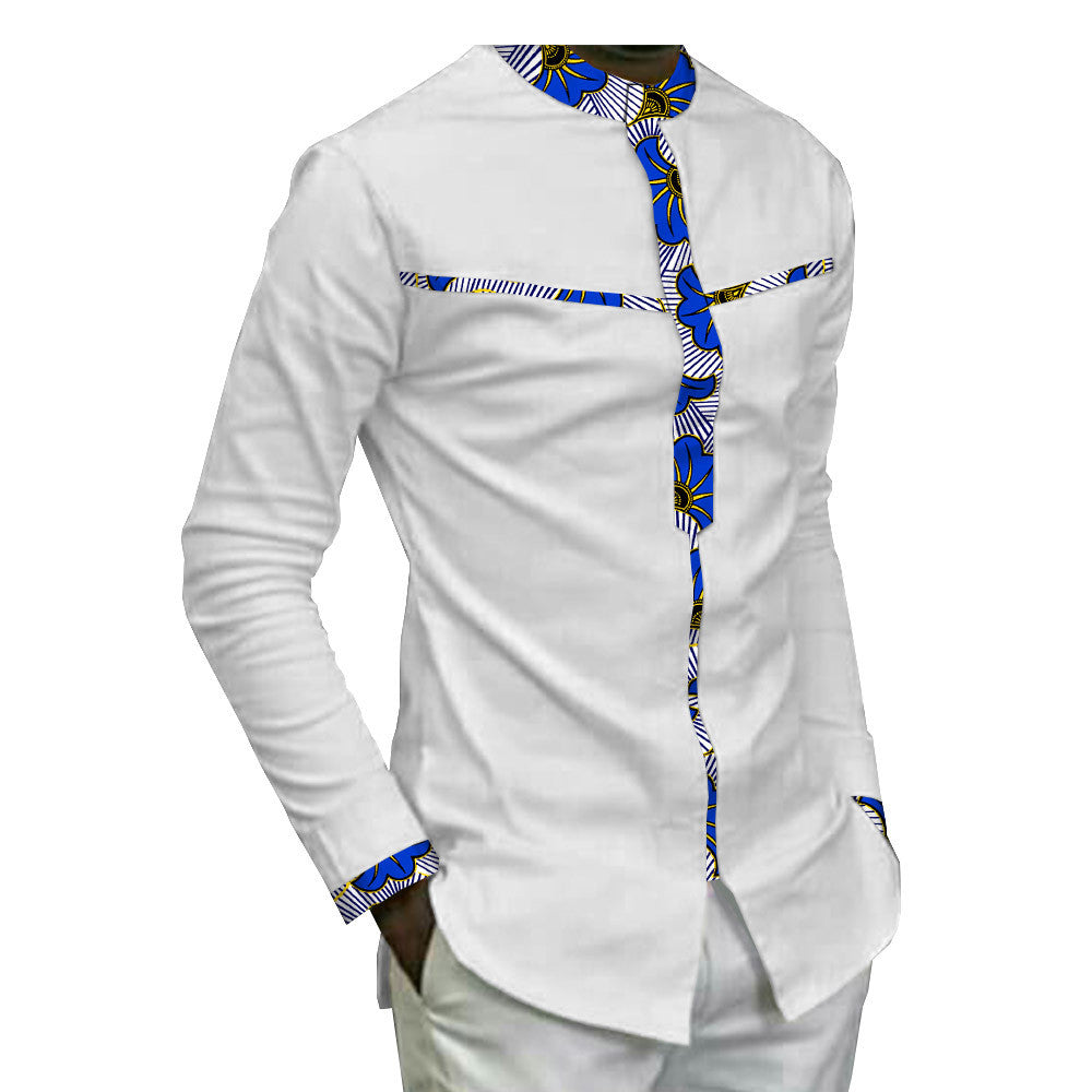 New African Cotton Batik Print Men'S Casual Top JayJay's Scrubs