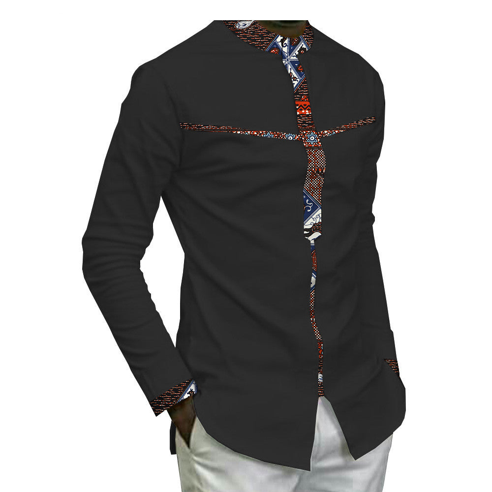 New African Cotton Batik Print Men'S Casual Top JayJay's Scrubs