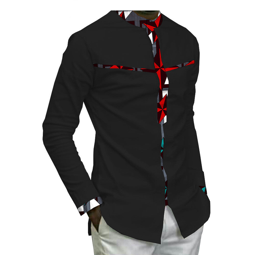 New African Cotton Batik Print Men'S Casual Top JayJay's Scrubs