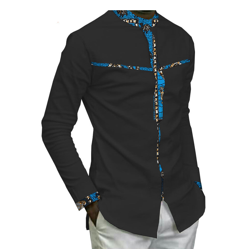 New African Cotton Batik Print Men'S Casual Top JayJay's Scrubs