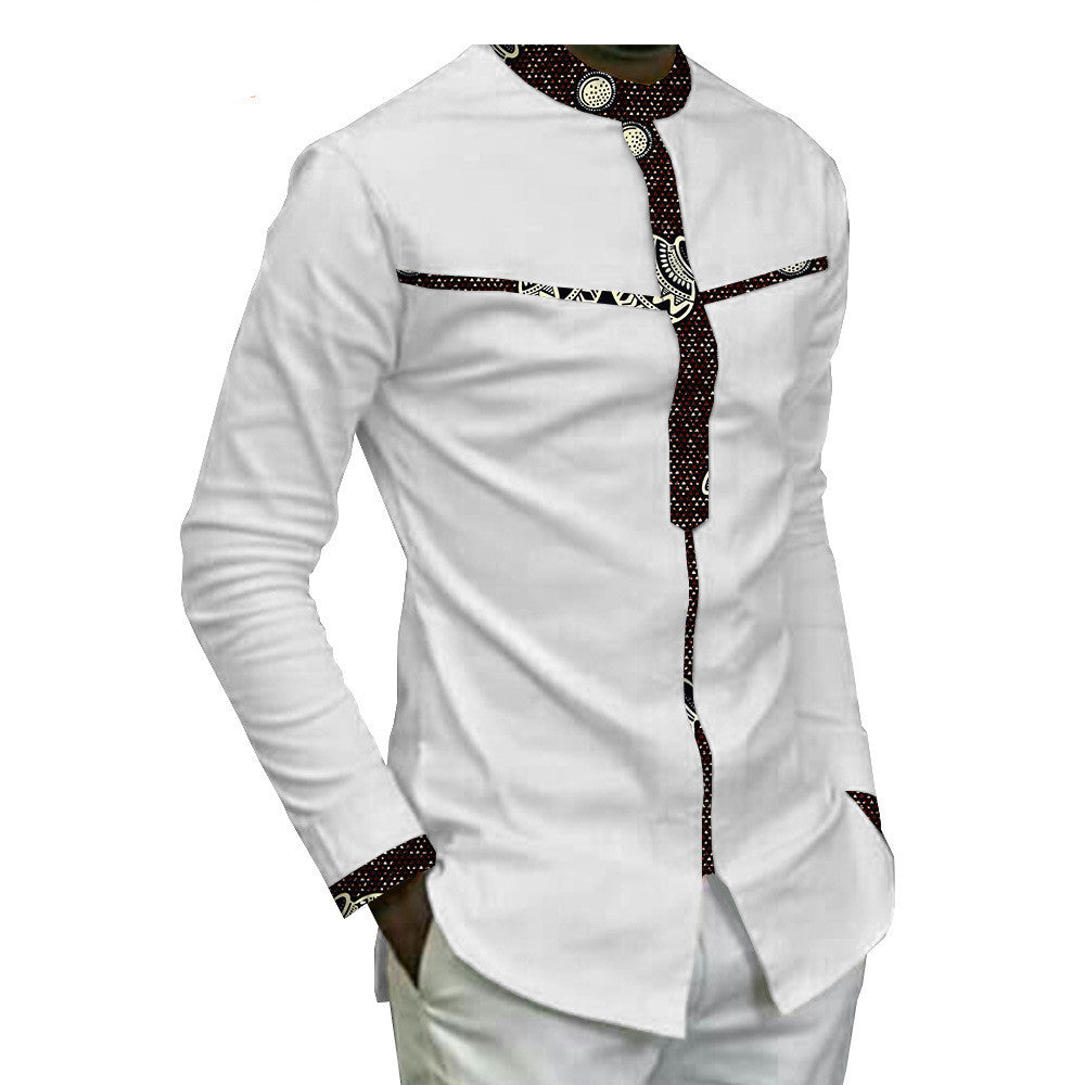 New African Cotton Batik Print Men'S Casual Top JayJay's Scrubs