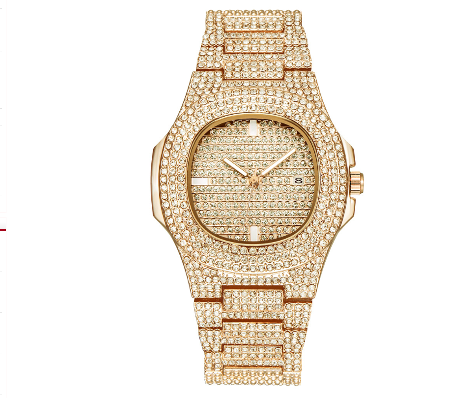 Mens Watches Luxury Brand Fashion Diamond Date Quartz Watch JayJay's Scrubs