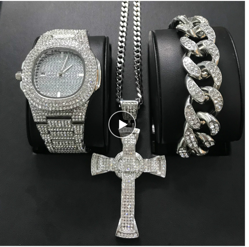 Mens Watches Luxury Brand Fashion Diamond Date Quartz Watch JayJay's Scrubs