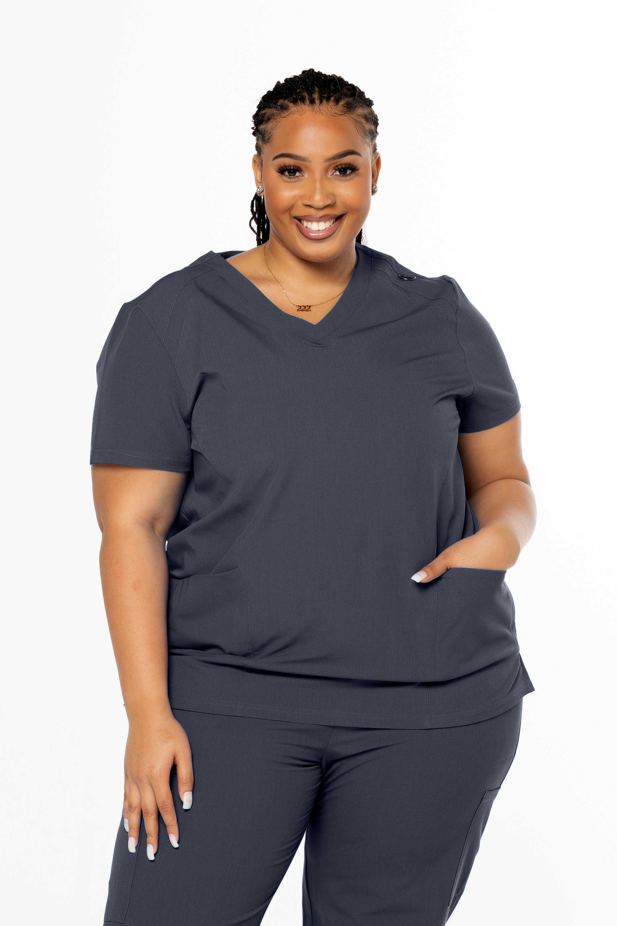 V-neck top, Classic design, Timeless style, Professional attire, Tailored fit, High-quality fabric, Durable construction, Breathable material, Comfortable wear, Polished look, Versatile, Sophisticated, Flattering silhouette, Chest pocket, Side vents, Workplace essential, Reliable performance, Elegant, Functional, Professionalism