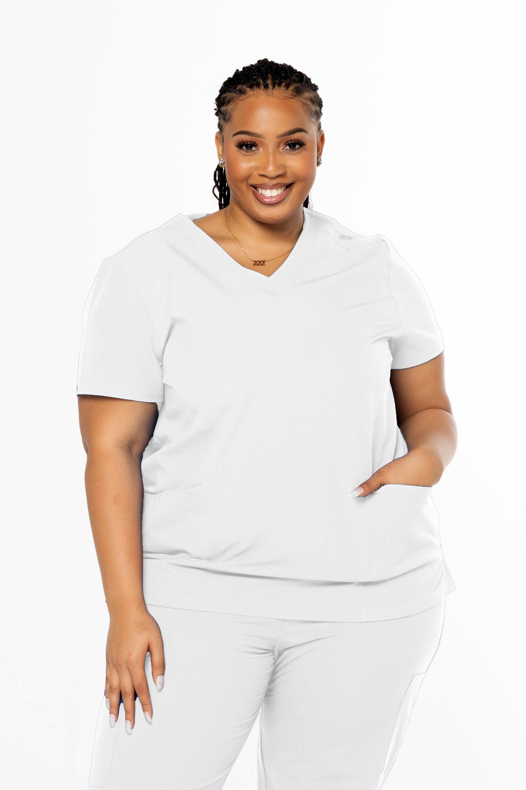 V-neck top, Classic design, Timeless style, Professional attire, Tailored fit, High-quality fabric, Durable construction, Breathable material, Comfortable wear, Polished look, Versatile, Sophisticated, Flattering silhouette, Chest pocket, Side vents, Workplace essential, Reliable performance, Elegant, Functional, Professionalism